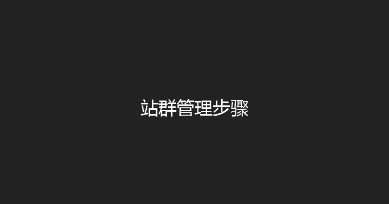 站群管理步骤 封面图