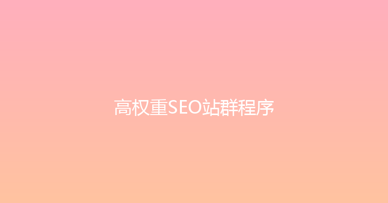 高权重SEO站群程序 封面图