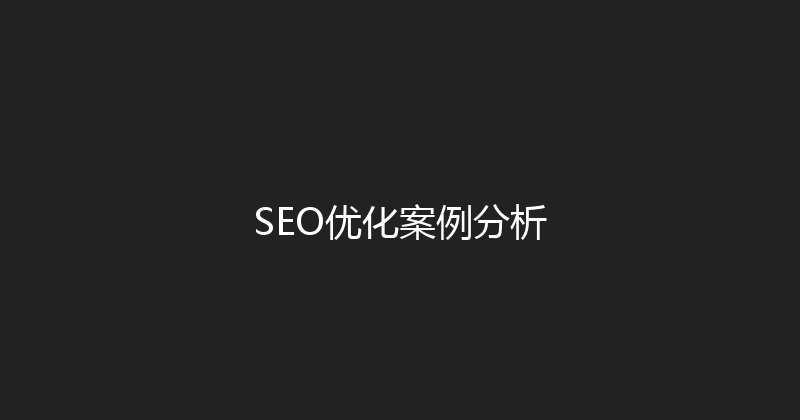SEO优化案例分析 封面图